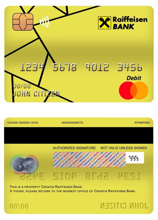 Croatia Raiffeisen bank master debit card